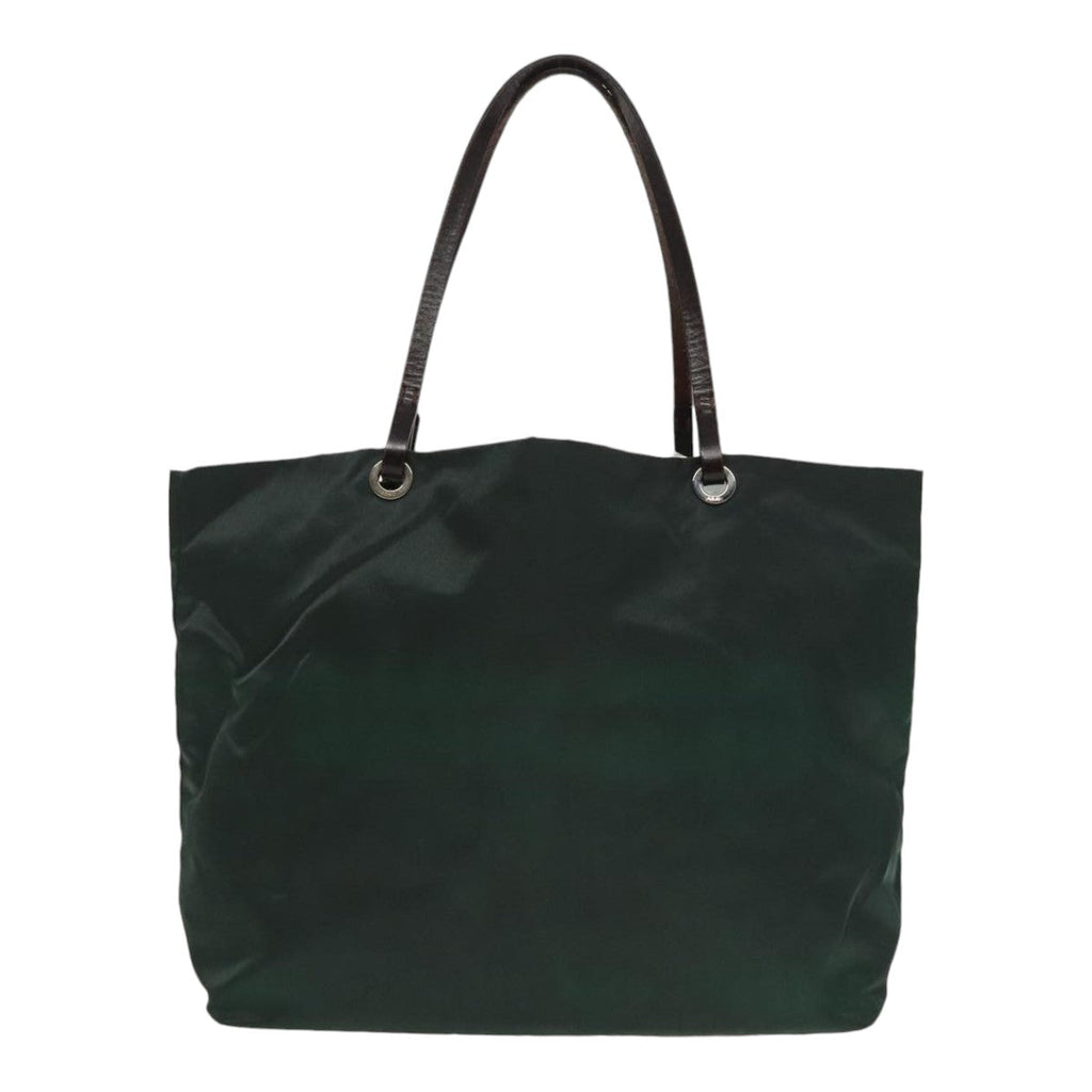 FENDI Hand Bag Nylon Khaki Brown Silver ti2137