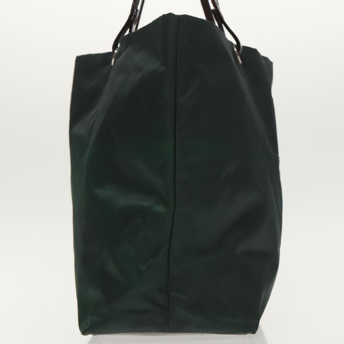 FENDI Hand Bag Nylon Khaki Brown Silver ti2137