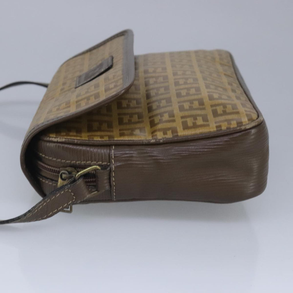 FENDI Zucchino Canvas Shoulder Bag Coated Canvas Brown ti2336