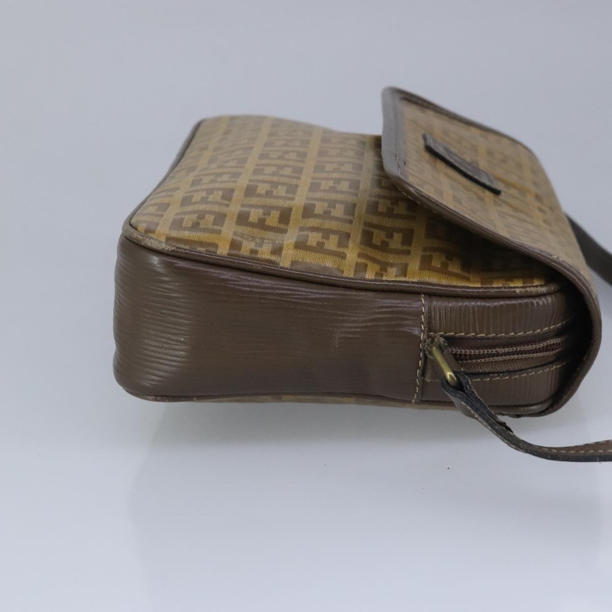 FENDI Zucchino Canvas Shoulder Bag Coated Canvas Brown ti2336