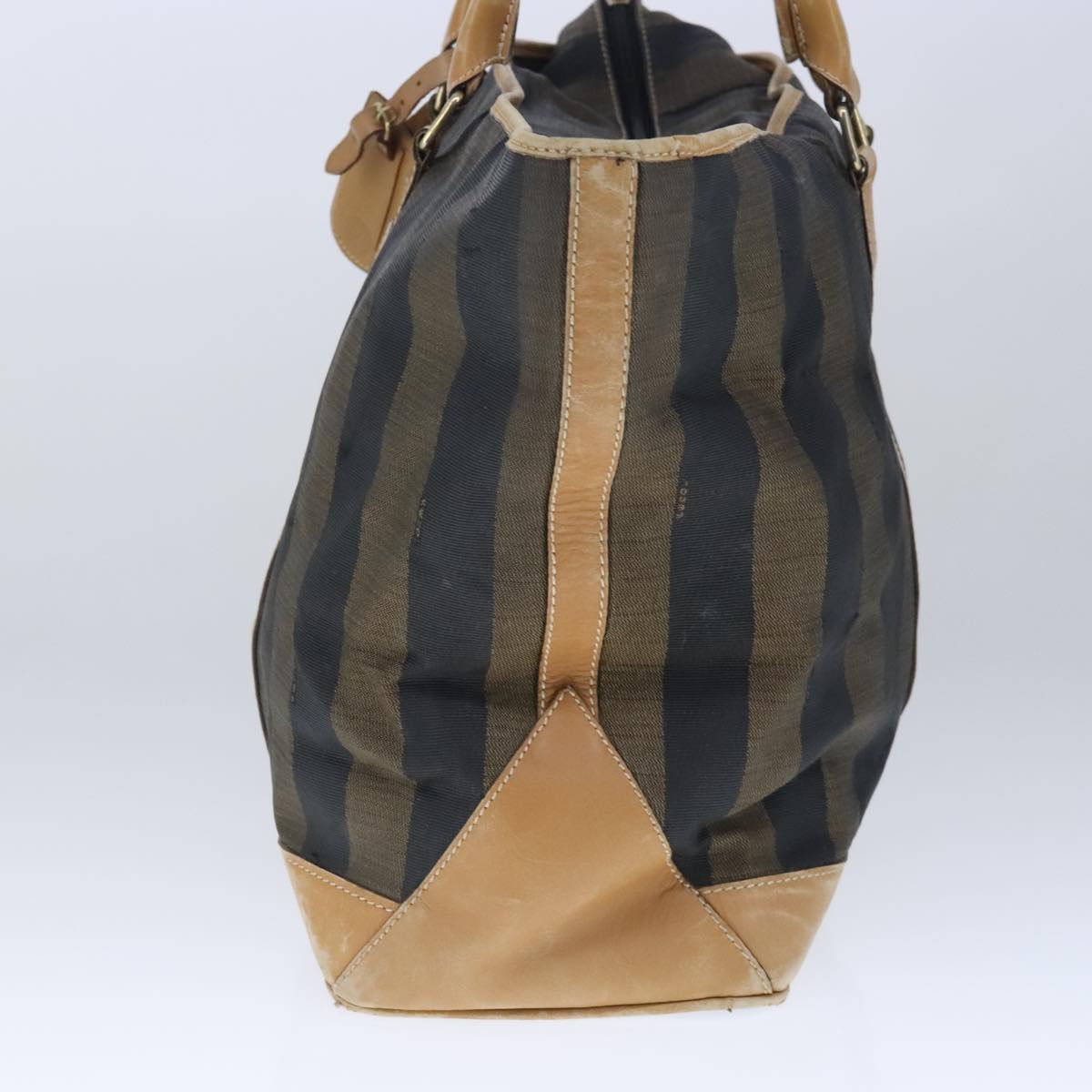 FENDI Pecan Canvas Boston Bag Coated Canvas Khaki Brown ti2355