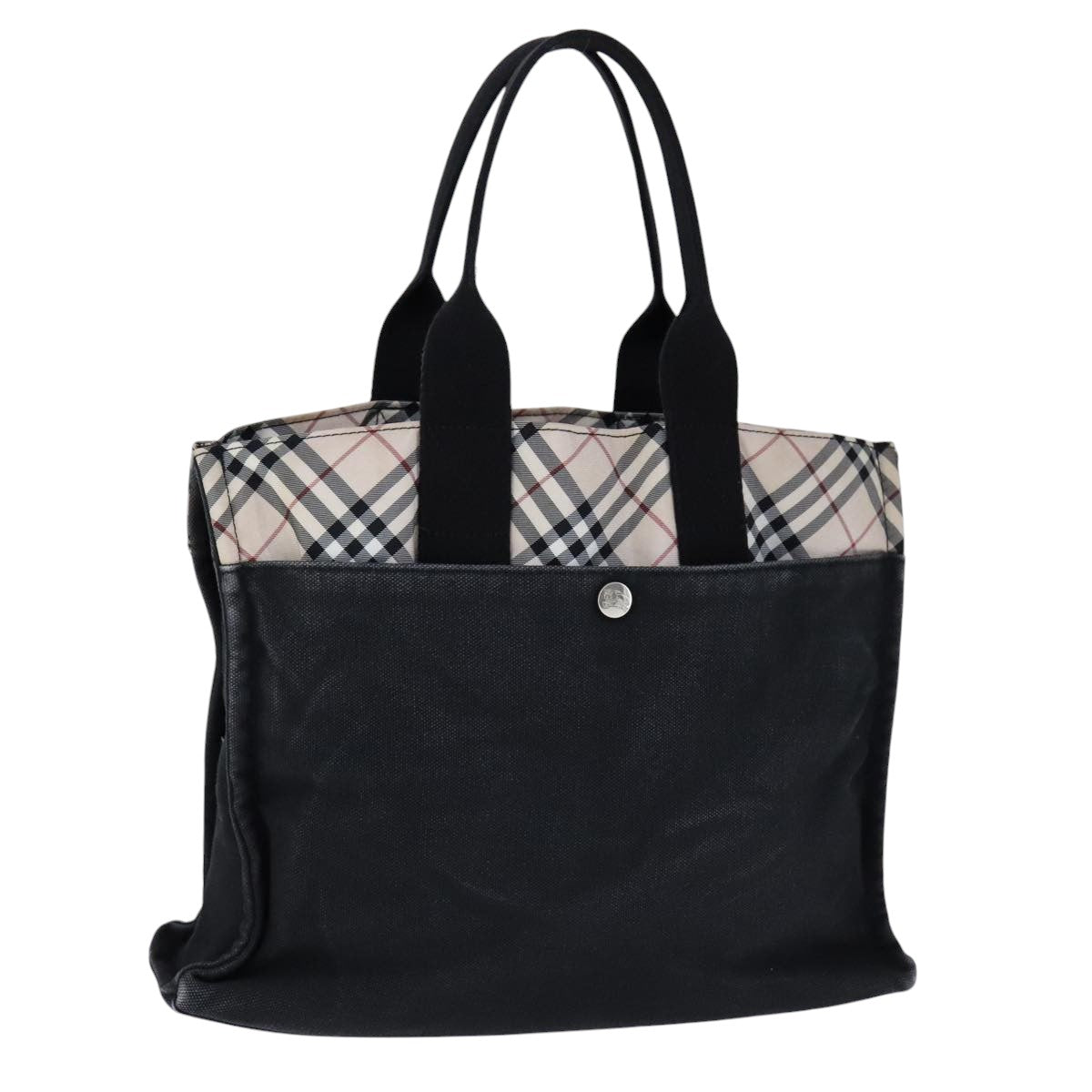 BURBERRY Blue Label Nova Check Tote Bag Canvas Black Beige ti2485