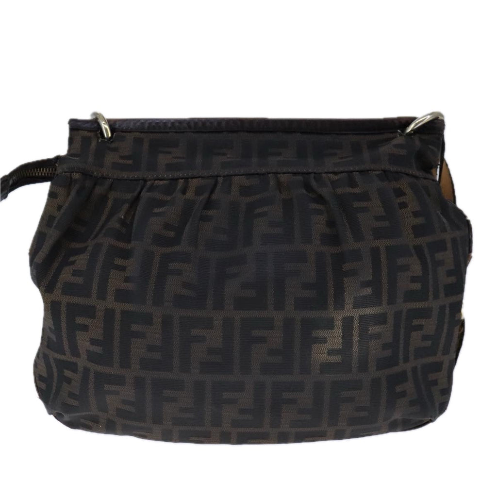 FENDI Zucca Canvas Shoulder Bag Brown Black ti2513