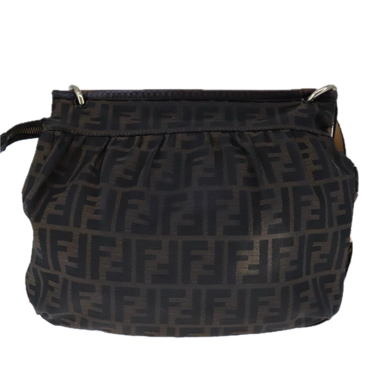 FENDI Zucca Canvas Shoulder Bag Brown Black ti2513