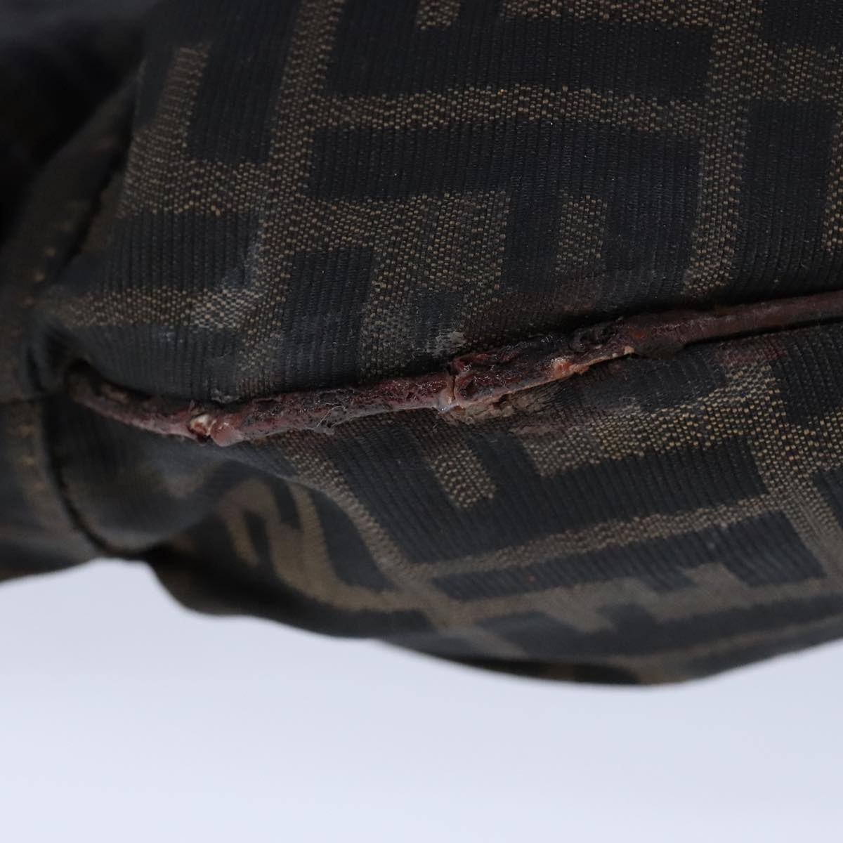 FENDI Zucca Canvas Shoulder Bag Brown Black ti2513