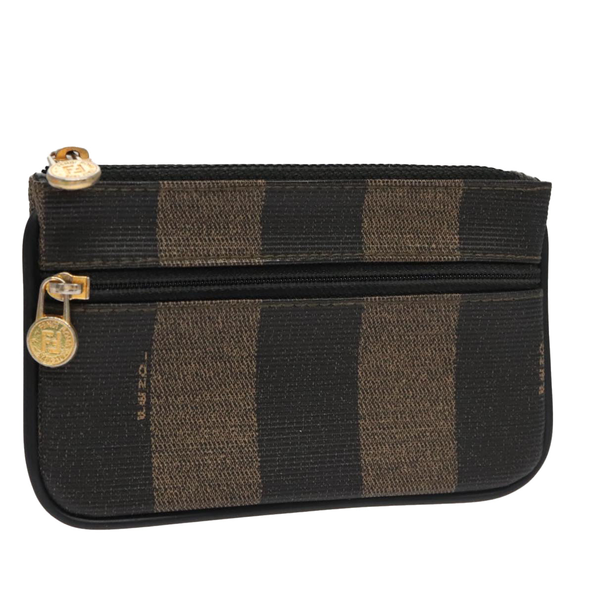 FENDI Pecan Canvas Pouch PVC Black Brown Gold ti2537