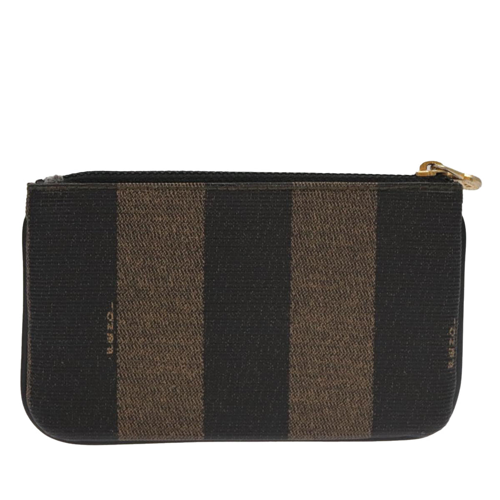 FENDI Pecan Canvas Pouch PVC Black Brown Gold ti2537
