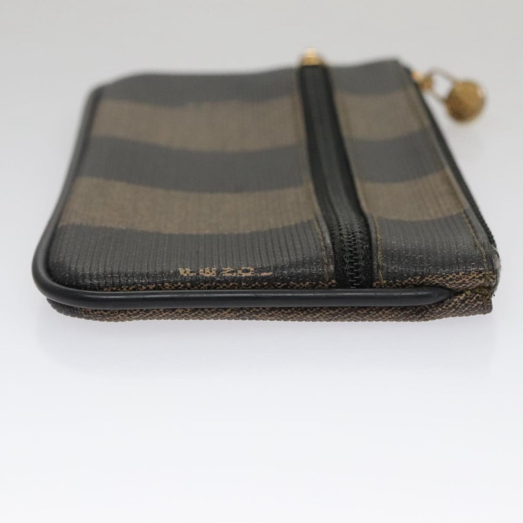 FENDI Pecan Canvas Pouch PVC Black Brown Gold ti2537