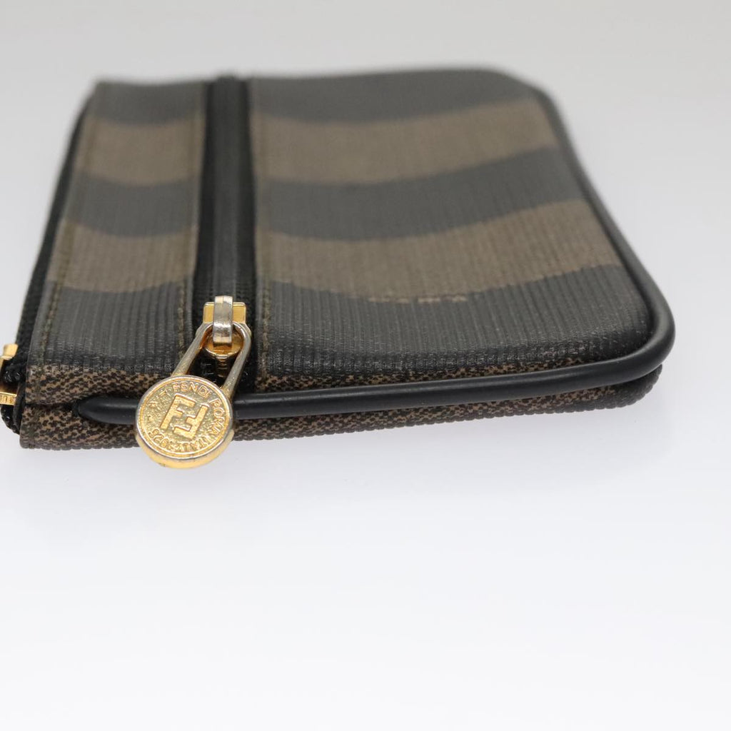 FENDI Pecan Canvas Pouch PVC Black Brown Gold ti2537