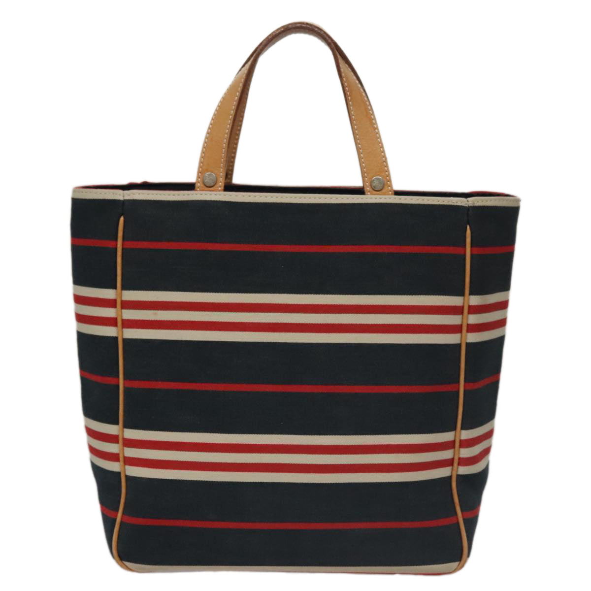 BURBERRY Hand Bag Canvas Leather Navy Silver ti2572