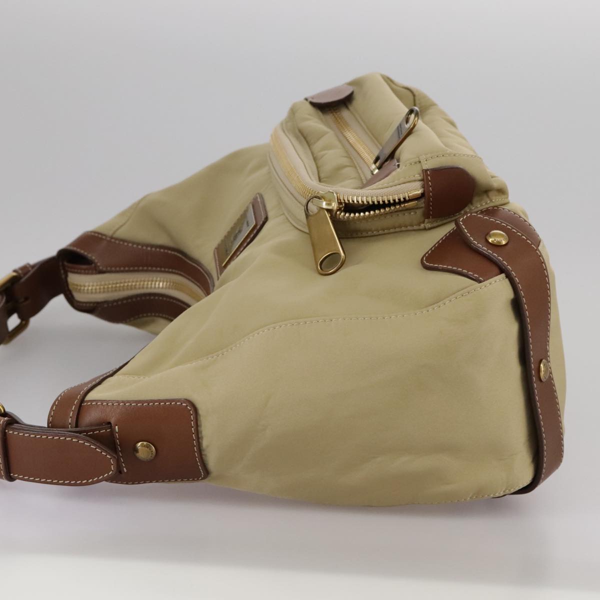 BURBERRY Blue Label Shoulder Bag Nylon Leather Beige Brown ti2579