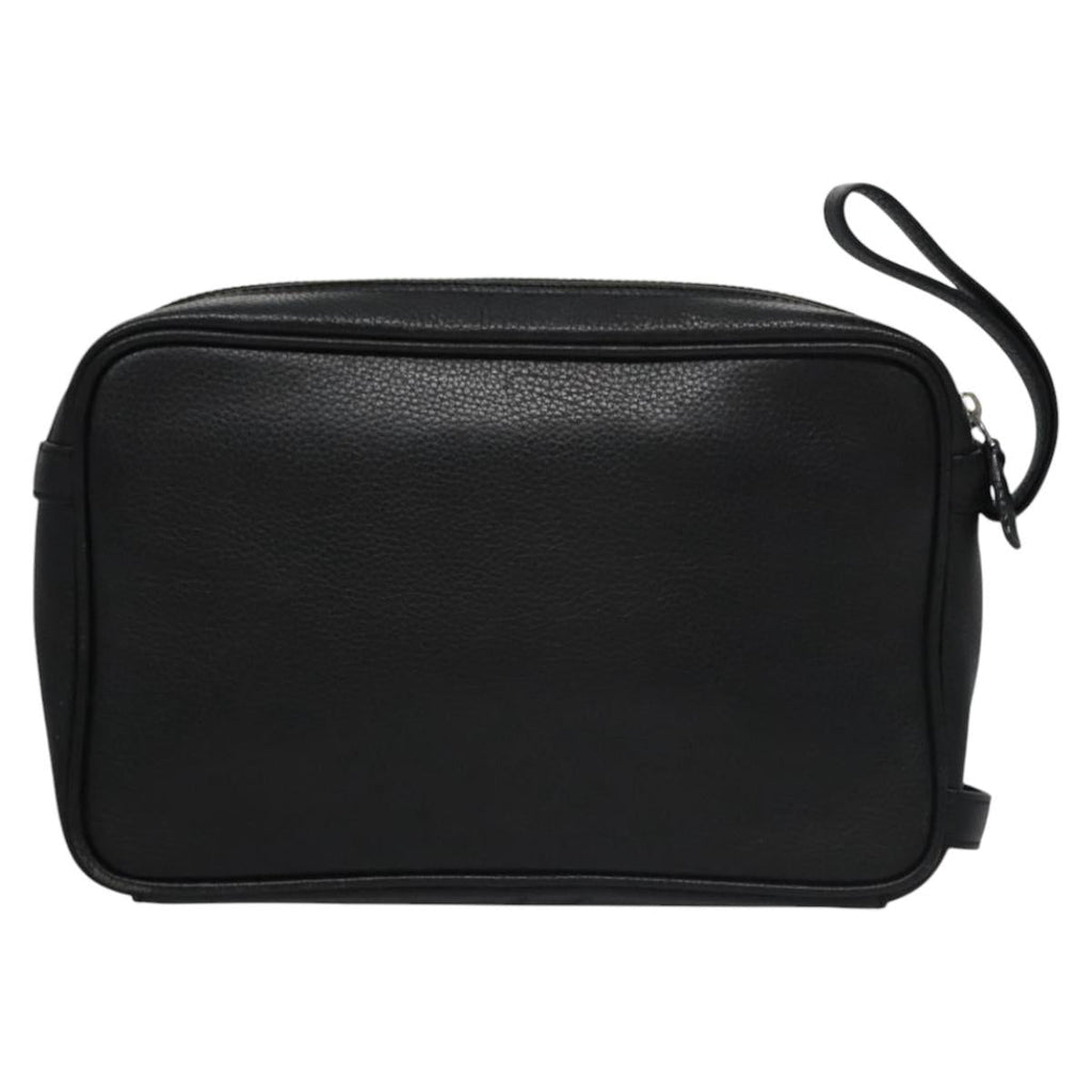 BURBERRY Clutch Bag Leather Black ti2663