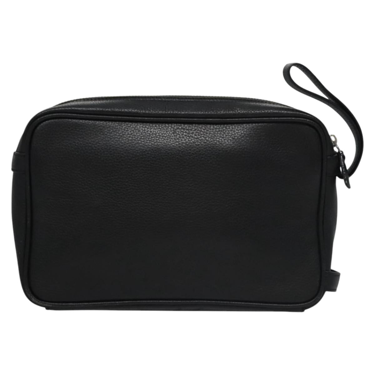 BURBERRY Clutch Bag Leather Black ti2663