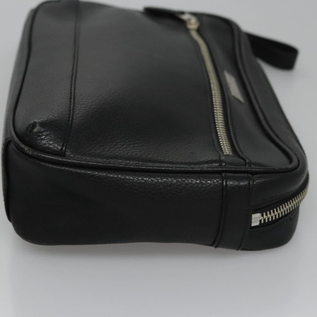 BURBERRY Clutch Bag Leather Black ti2663