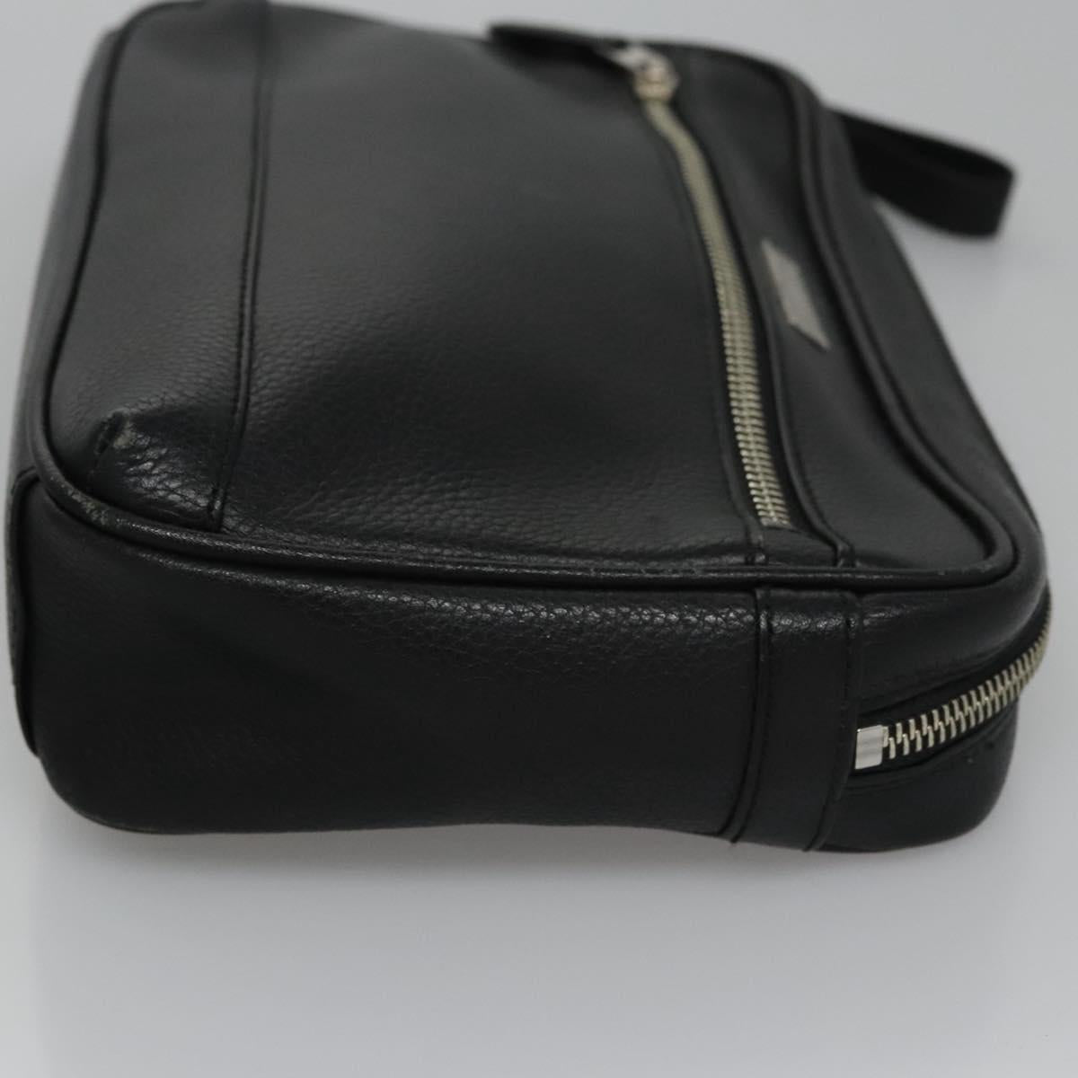 BURBERRY Clutch Bag Leather Black ti2663