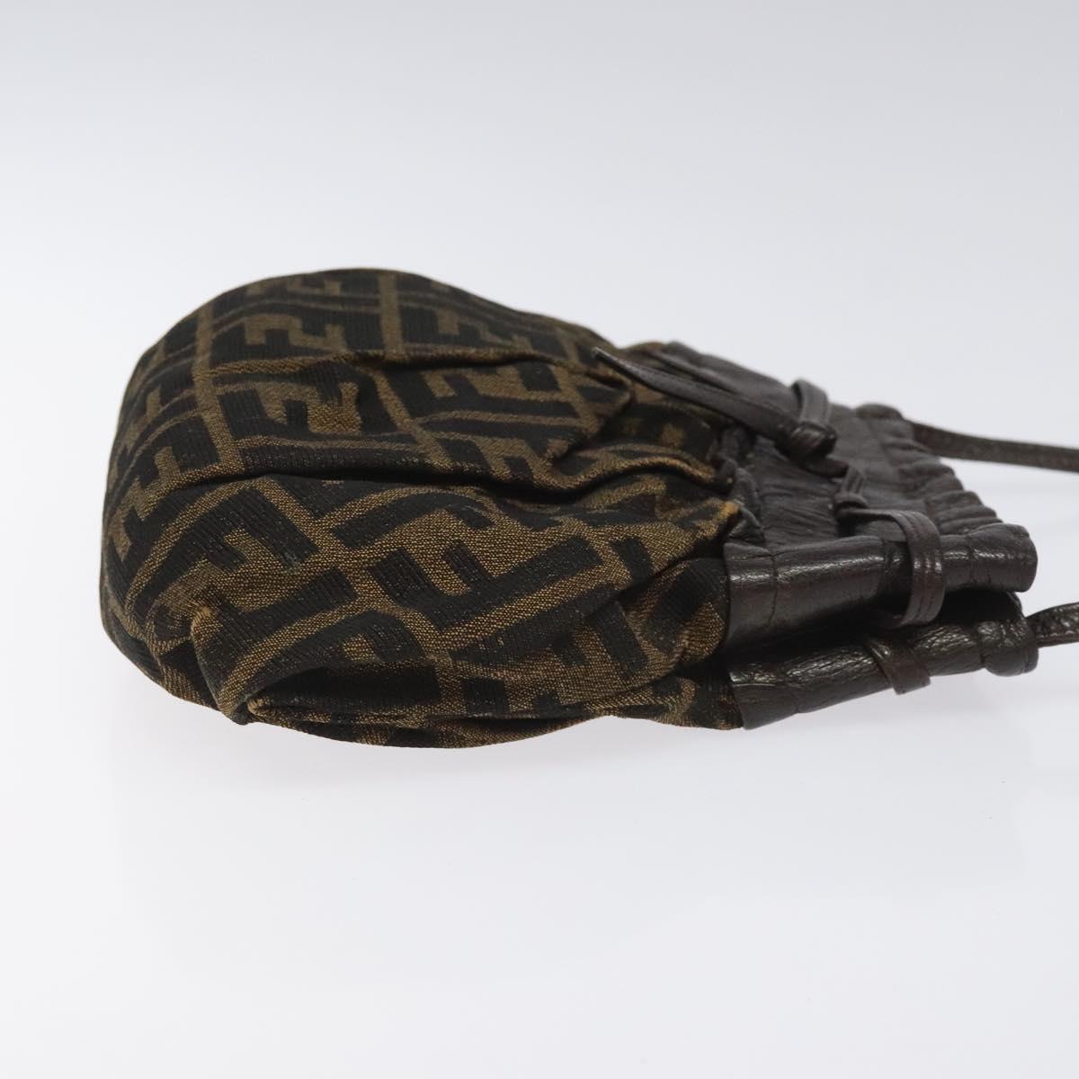 FENDI Zucca Canvas Shoulder Bag Brown Black ti2809