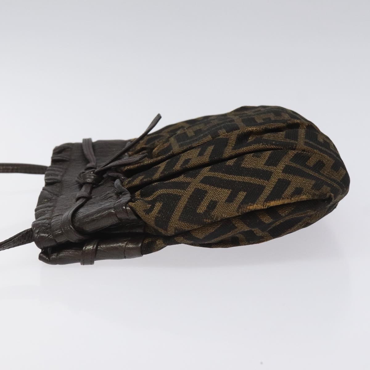 FENDI Zucca Canvas Shoulder Bag Brown Black ti2809