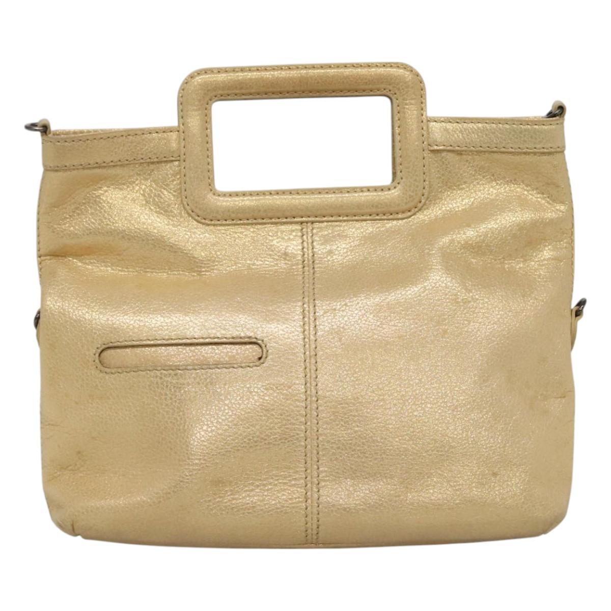 BURBERRY Blue Label Hand Bag Leather 2way Gold ti2851