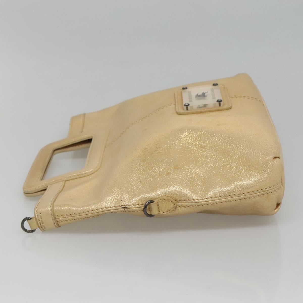 BURBERRY Blue Label Hand Bag Leather 2way Gold ti2851
