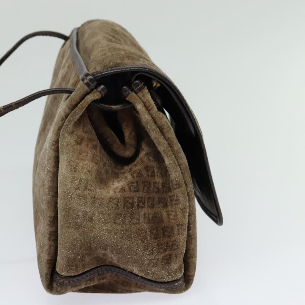 FENDI Zucchino Canvas Shoulder Bag Brown ti2888