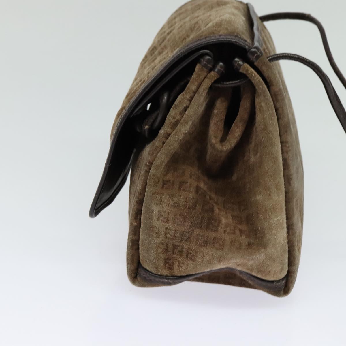 FENDI Zucchino Canvas Shoulder Bag Brown ti2888