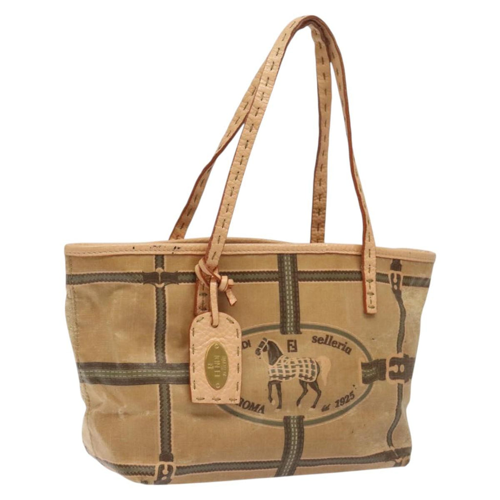 FENDI Hand Bag Nylon Beige ti2956