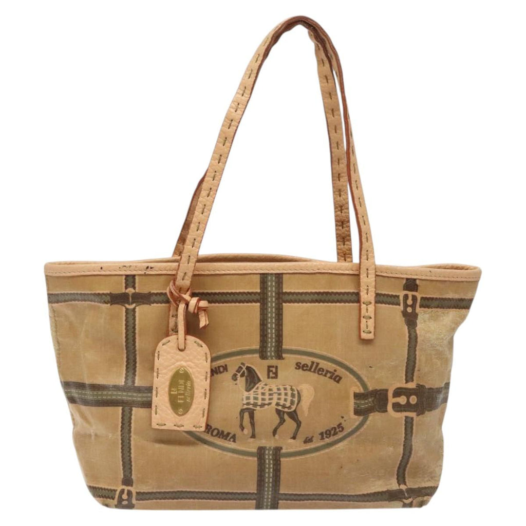 FENDI Hand Bag Nylon Beige ti2956
