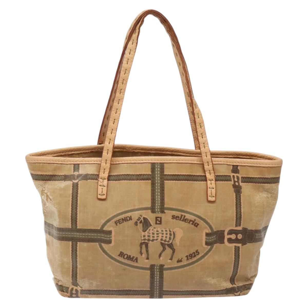 FENDI Hand Bag Nylon Beige ti2956