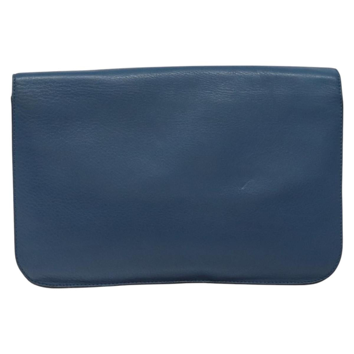FENDI Clutch Bag Leather Blue ti2970