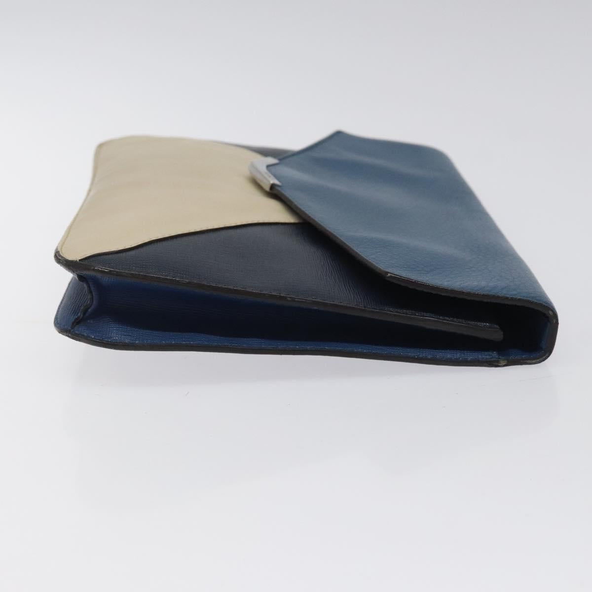 FENDI Clutch Bag Leather Blue ti2970