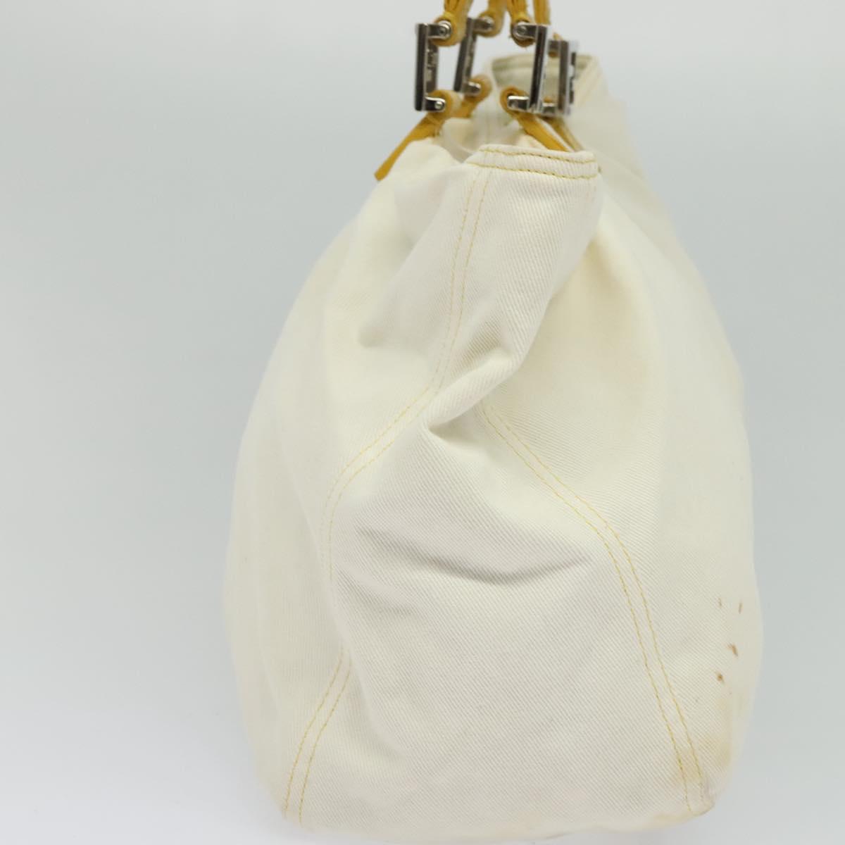 FENDI Hand Bag Canvas White Silver ti3016