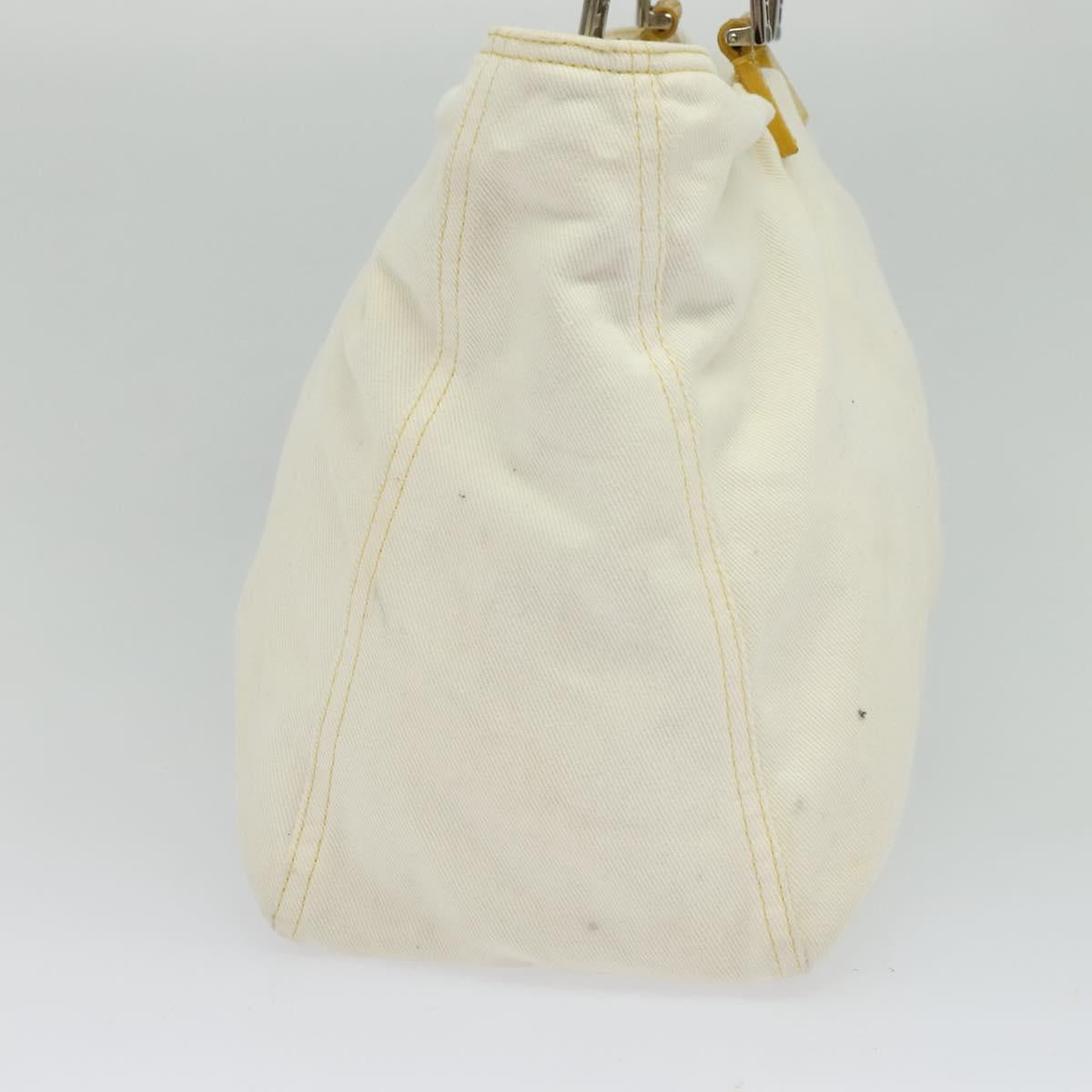 FENDI Hand Bag Canvas White Silver ti3016