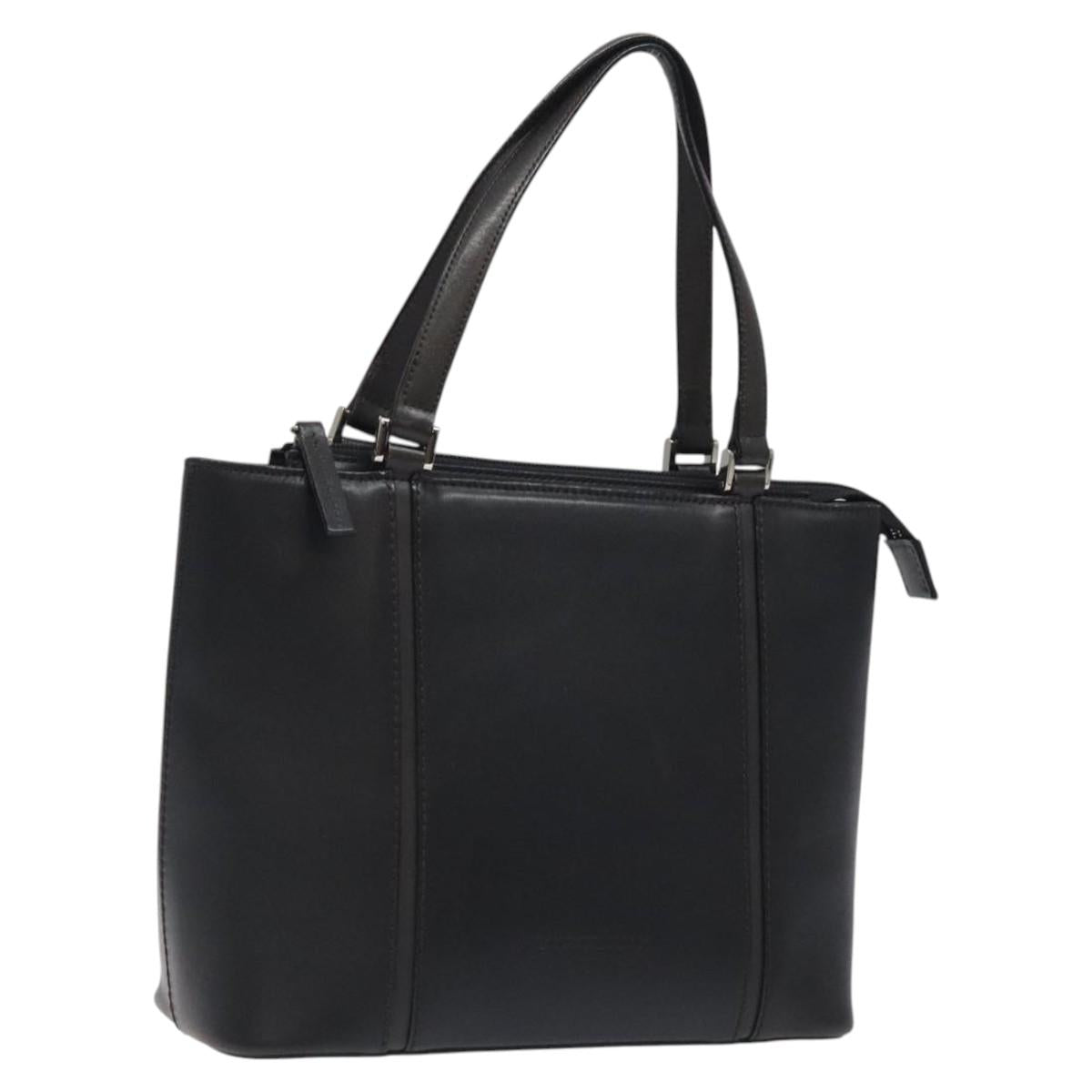 BURBERRY Hand Bag Leather Black Silver ti3045