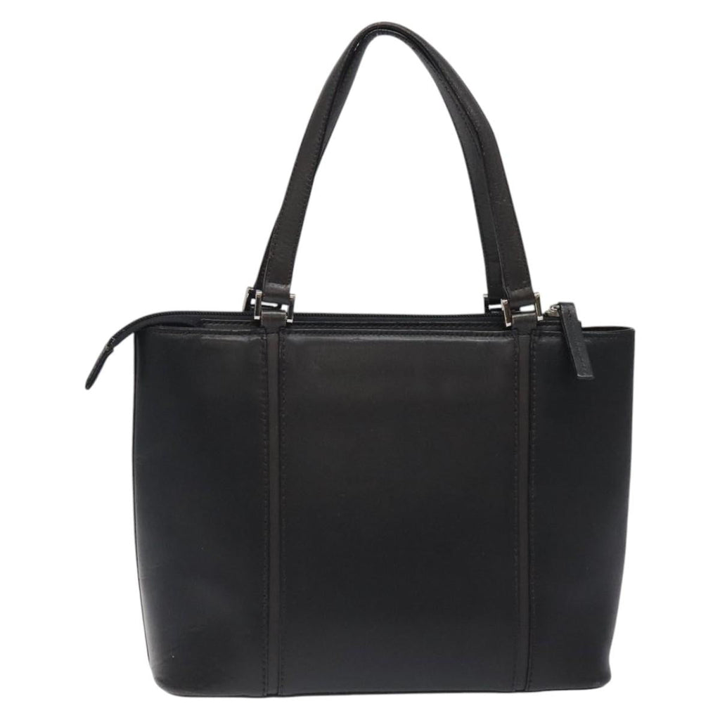 BURBERRY Hand Bag Leather Black Silver ti3045