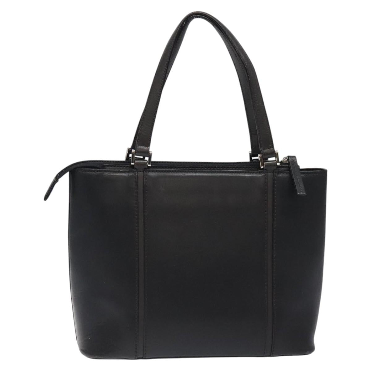 BURBERRY Hand Bag Leather Black Silver ti3045