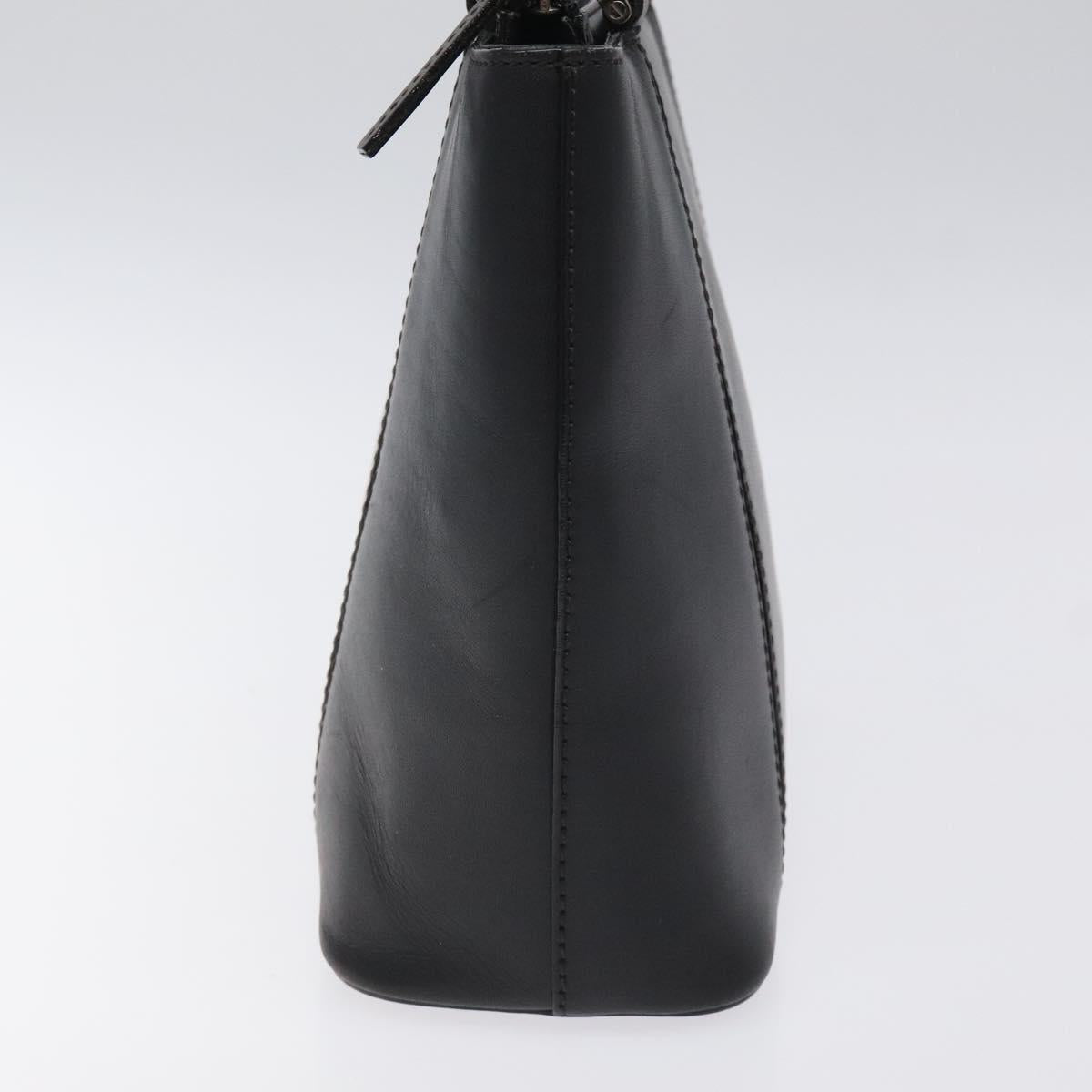 BURBERRY Hand Bag Leather Black Silver ti3045