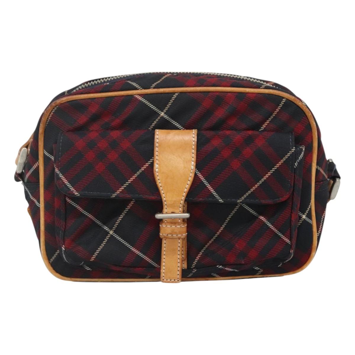 BURBERRY Blue Label Nova Check Shoulder Bag Canvas Red Navy ti3067