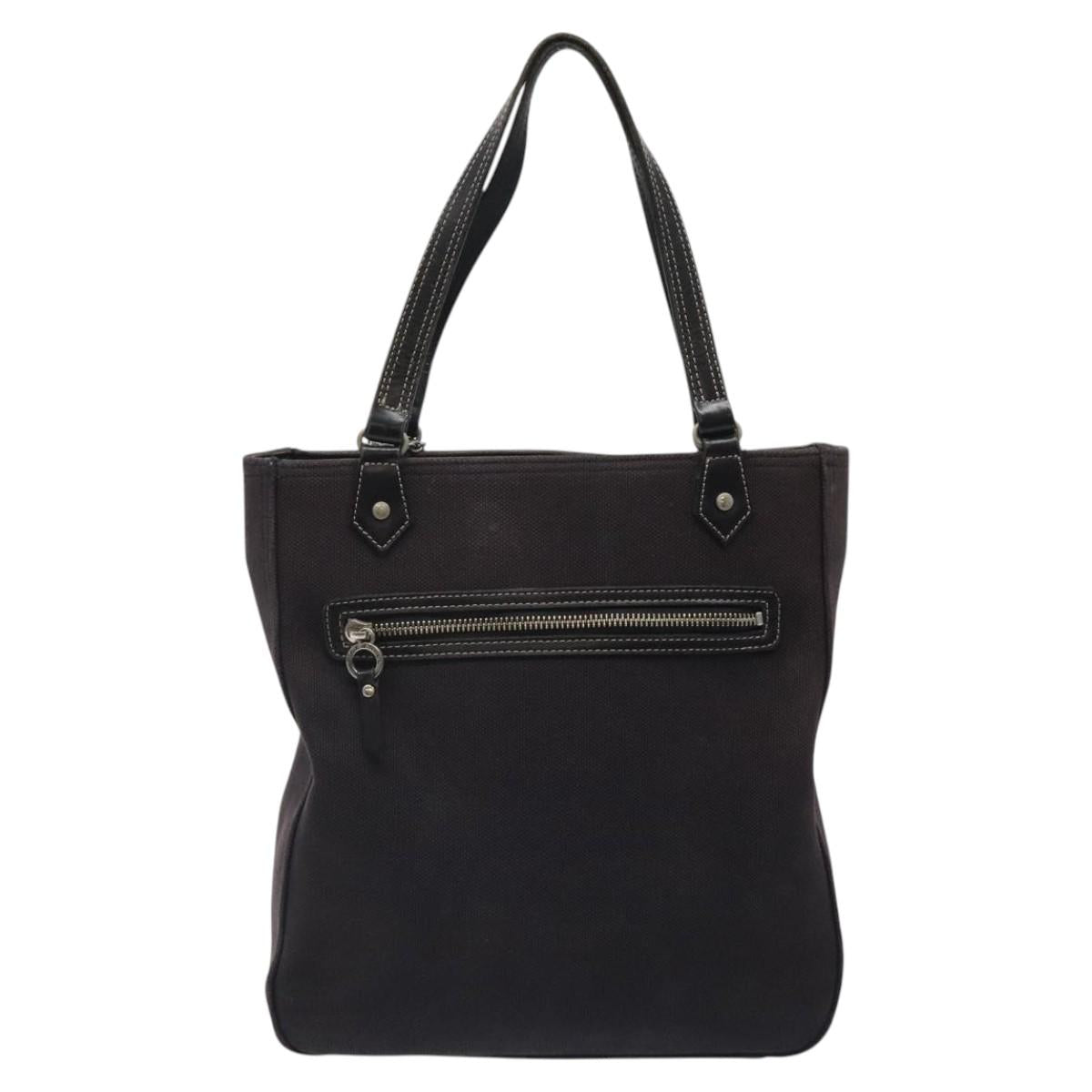 BURBERRY Hand Bag Canvas Black Silver ti3087