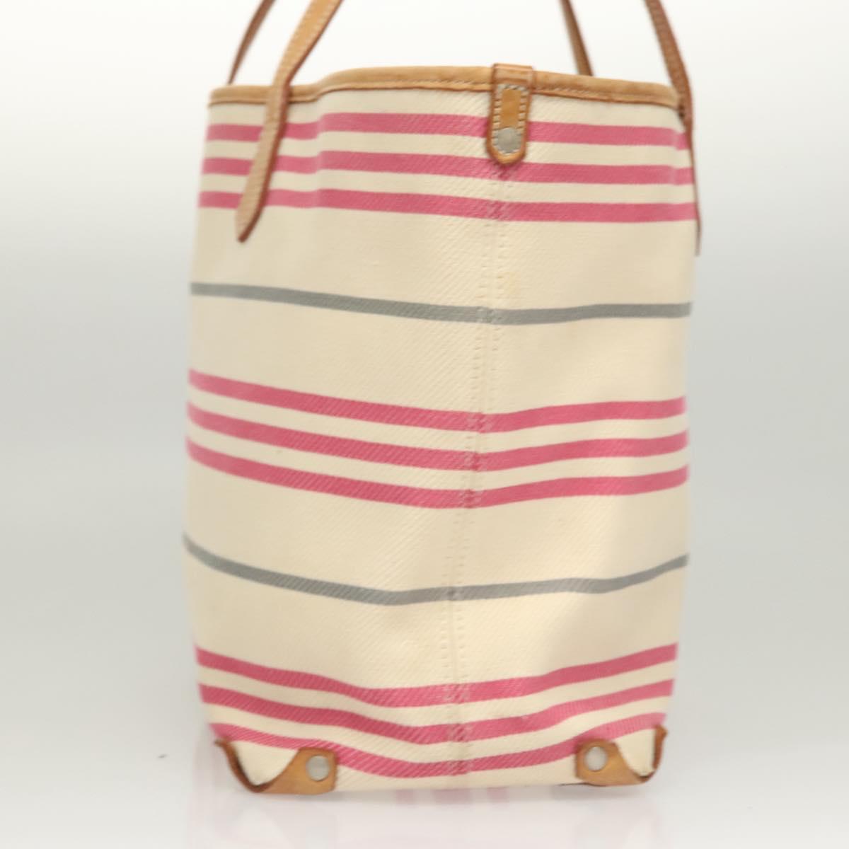 BURBERRY Blue Label Shoulder Bag Canvas White Pink Silver ti3095