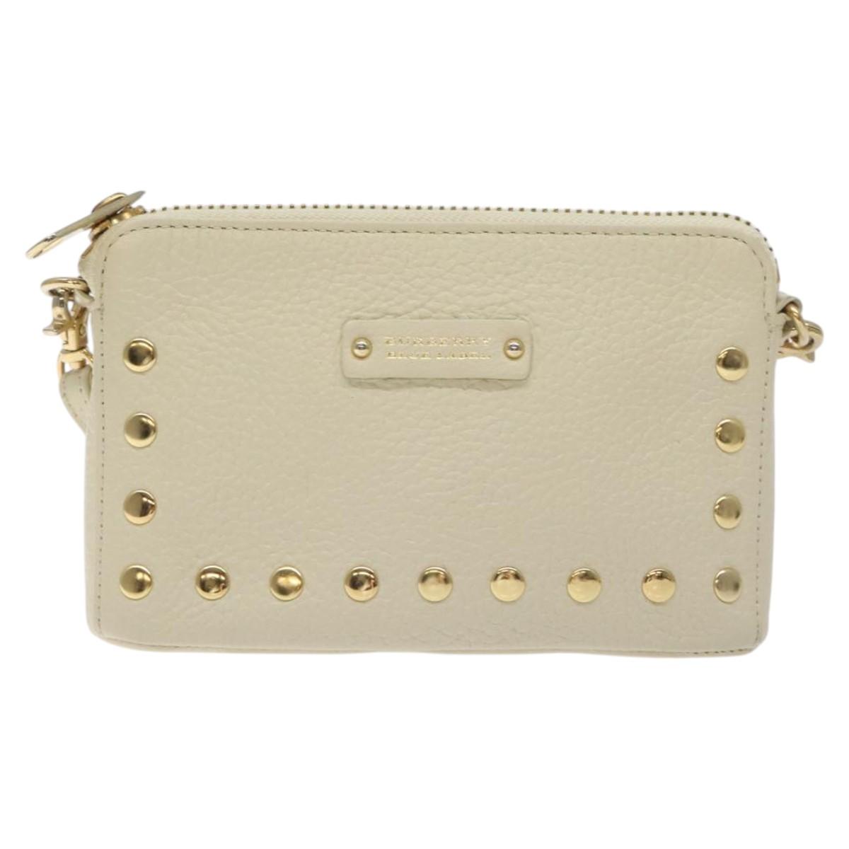 BURBERRY Blue Label Shoulder Bag Leather Beige Gold ti3254