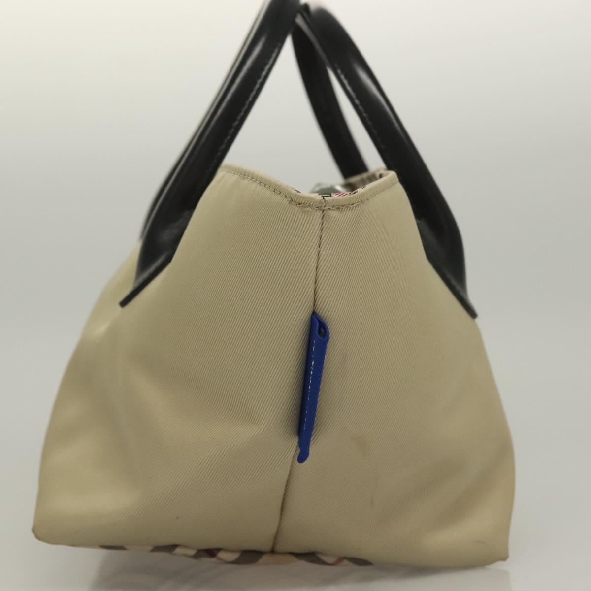 BURBERRY Blue Label Hand Bag Nylon Beige Silver ti3277