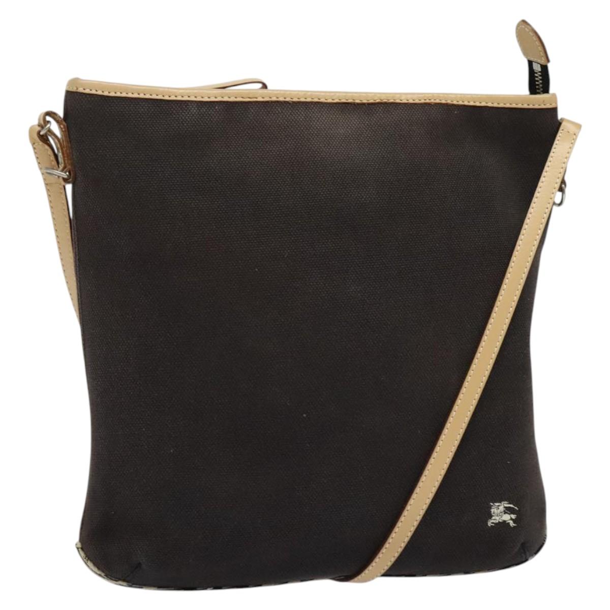 BURBERRY Blue Label Shoulder Bag Canvas Black Silver ti3407