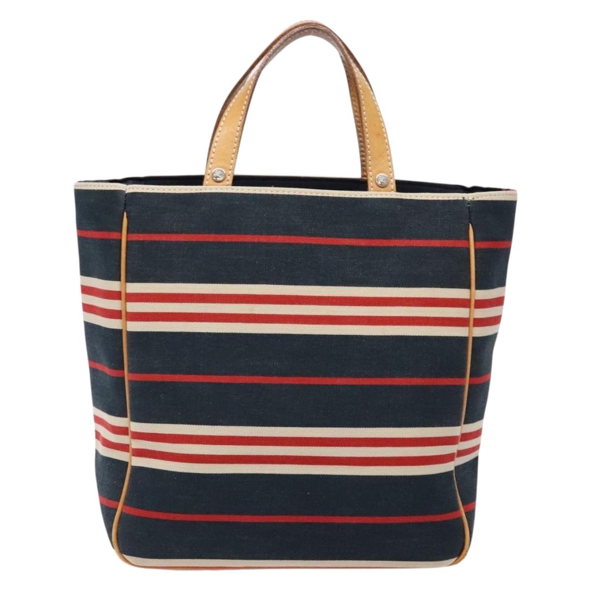 BURBERRY Blue Label Hand Bag Canvas Navy Silver ti3410