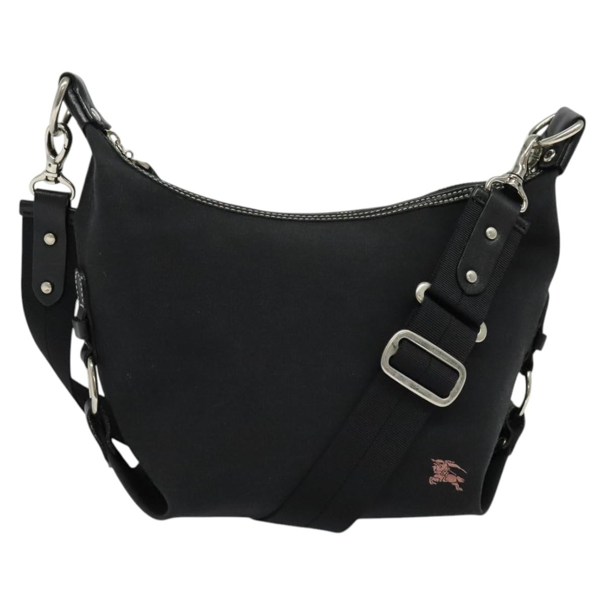 BURBERRY Blue Label Shoulder Bag Canvas Black Silver ti3411