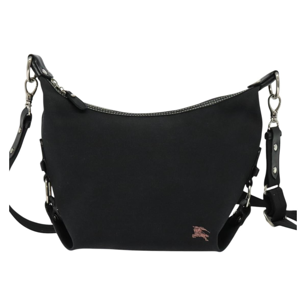 BURBERRY Blue Label Shoulder Bag Canvas Black Silver ti3411