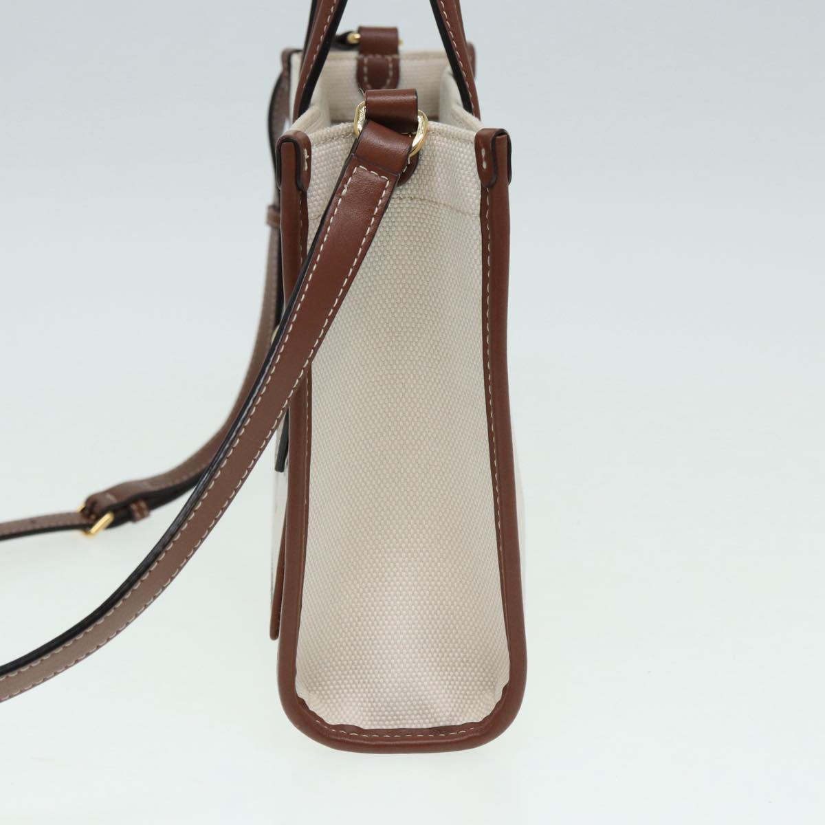 BURBERRY Hand Bag Canvas Leather Beige yb635