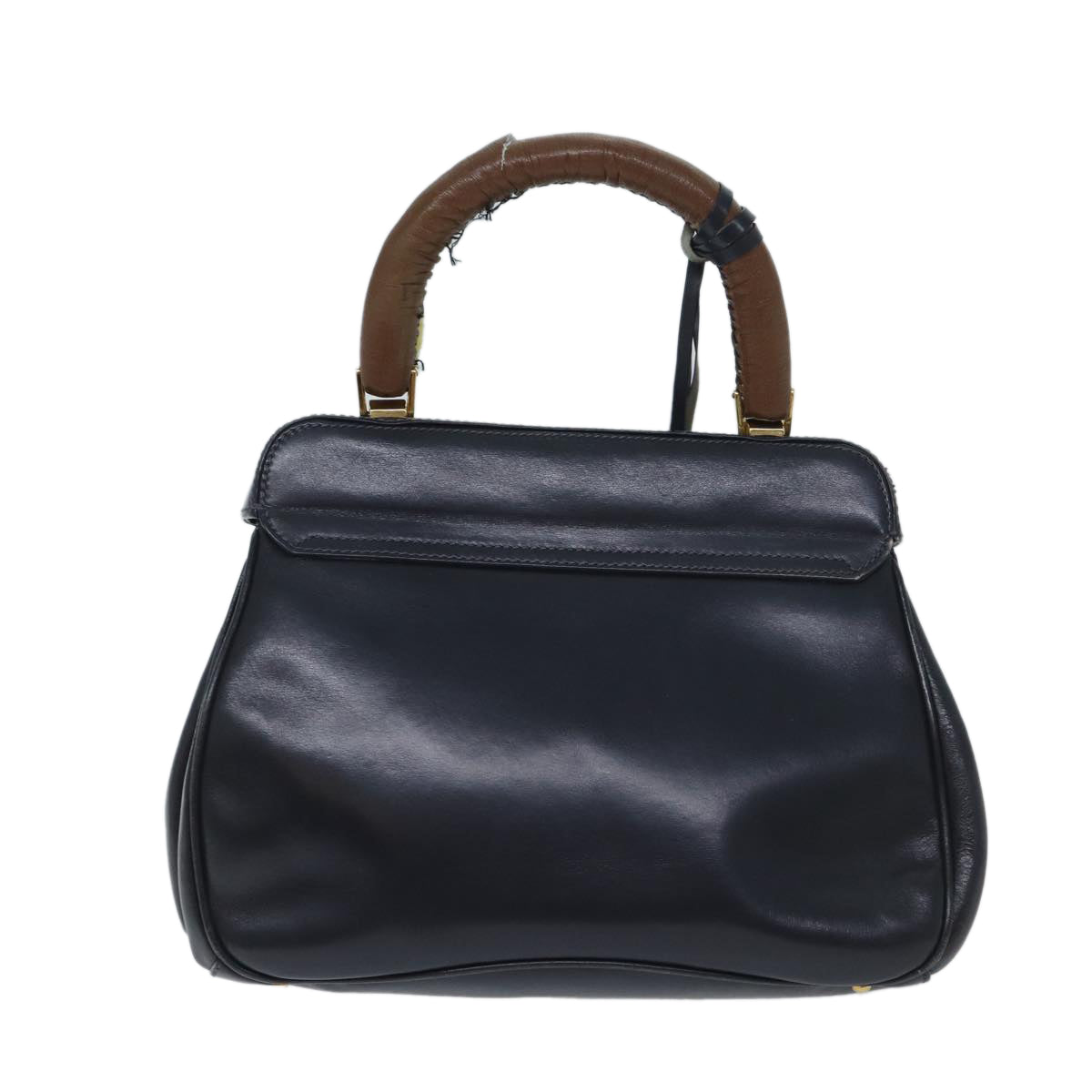 GUCCI Ready Lock Hand Bag Leather Navy 000 406 0190 yk11435