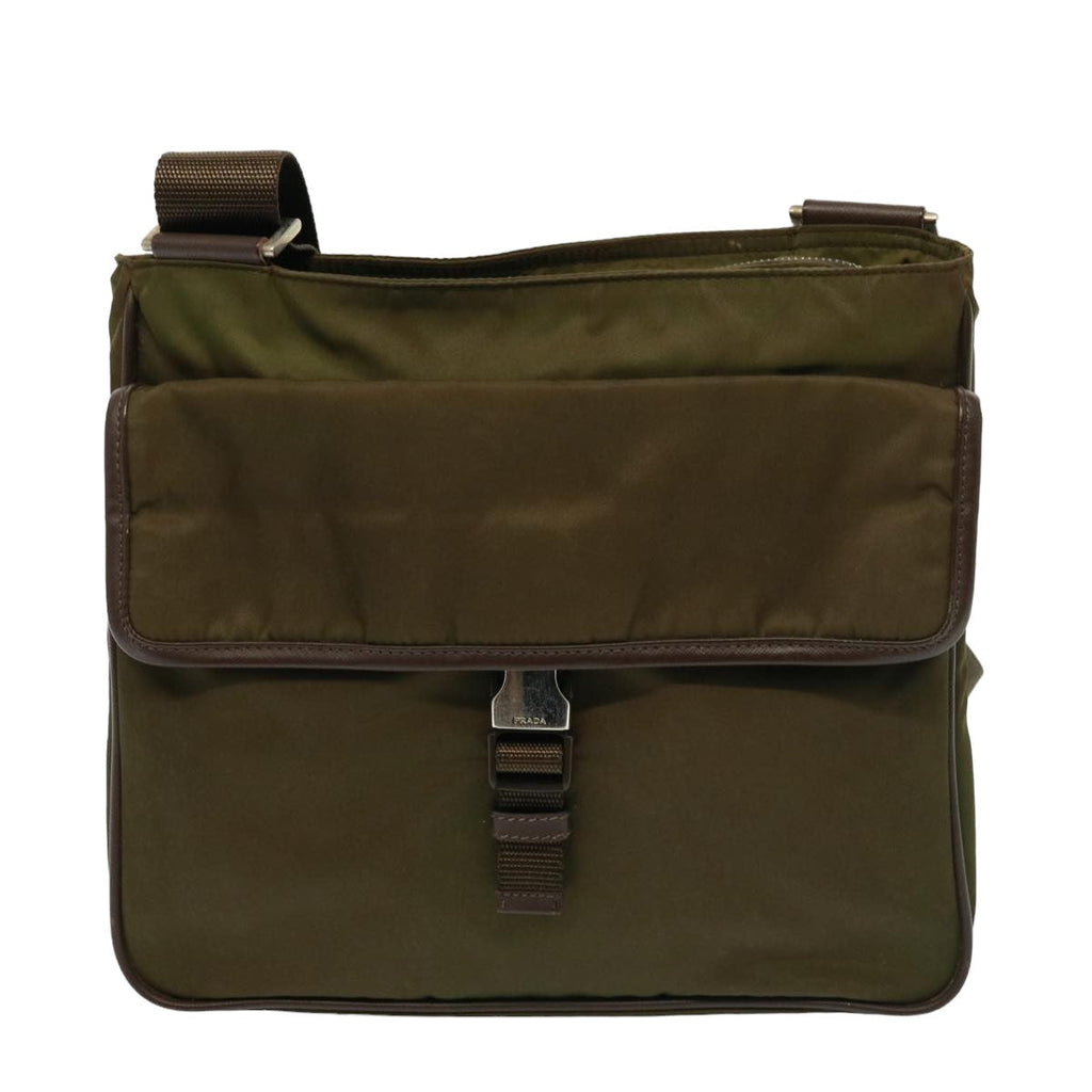 PRADA Shoulder Bag Enamel Khaki Brown yk13248