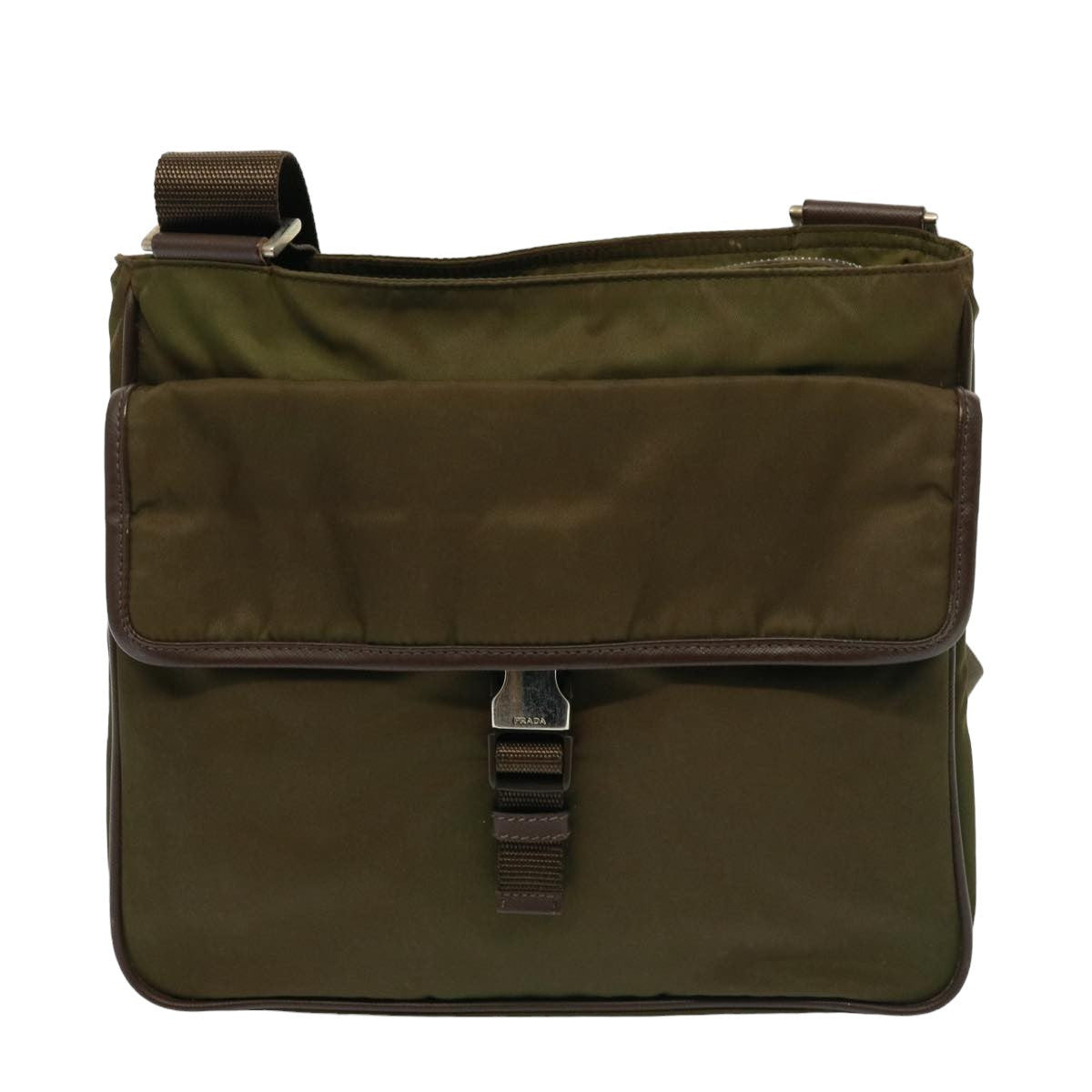 PRADA Shoulder Bag Enamel Khaki Brown yk13248