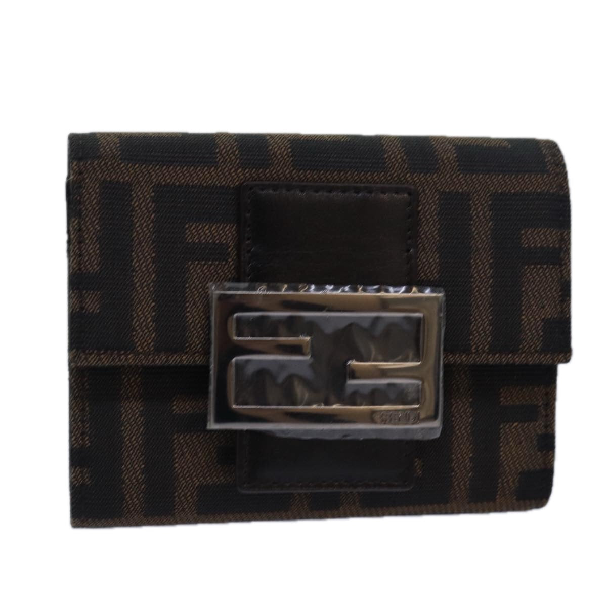 FENDI Zucca Canvas Wallet Black Brown yk13705A